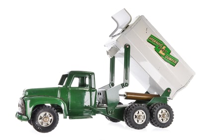 Buddy L ca. 1950s No. 3859 Hydraulic Dumper Grain Dump Truck Green and White