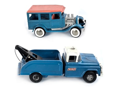 Buddy L Wrecker and "Ol' Buddy Custom Woody Wagon" Hot Rod