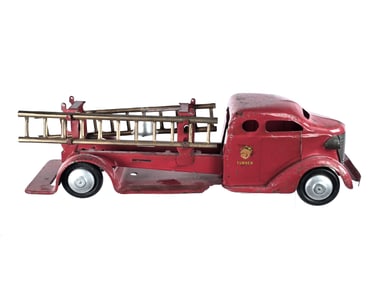 Turner ca.1930s Medium Red Hook and Ladder Fire Truck