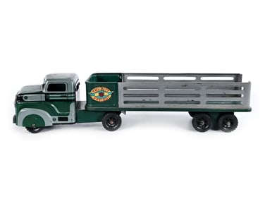 Marx Tri-City Freight Truck & Stake Trailer Pressed Steel