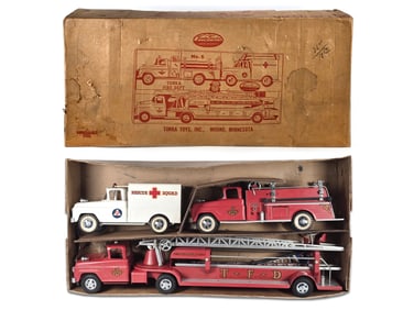 1960s Tonka B-225 Fire Dept. Fire & Rescue Set in Box Huge Set!