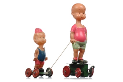 Pre-War Japanese Kuramochi Celluloid Windup Henry and Brother