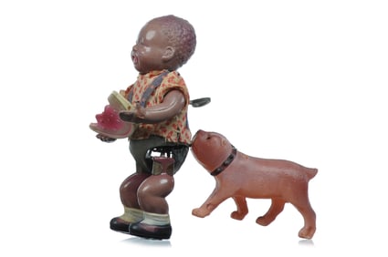 1930s CK Kuramochi Black Americana Celluloid Windup Poor Pete Baby Figure
