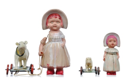 (2) Koyo Japanese Celluloid Mary and Her Lamb Large & Small
