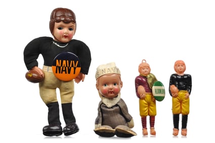 (4) Japanese Celluloid Football Figures Navy & College Players
