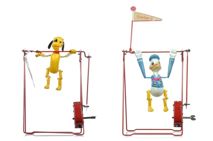 Linemar/Marx Windup Walt Disney Pluto & Donald “Gym-Toys Acrobat?? Working