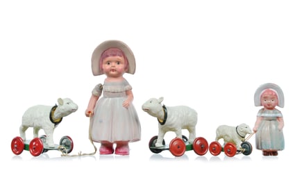 (2) Kuramochi CK Japanese Celluloid Mary and Her Lamb Large & Small
