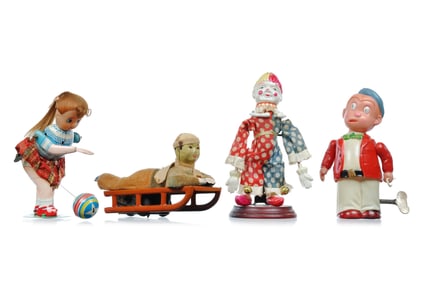 (4) Japanese Toys Celluloid and Tin Great Actions