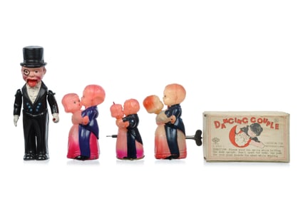 (4) Japanese Celluloid Windups Charlie McCarthy & Dancing Couples