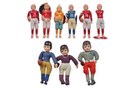 (9) Japanese Celluloid College Football Players Large and Small