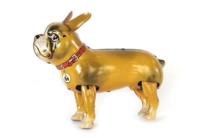 Blomer & Schuler US Zone Germany Tin Litho Wind Up French Bulldog