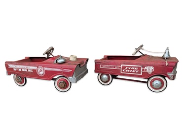 Lot of 2 Murray Manufacturing Pedal Car Fire Trucks