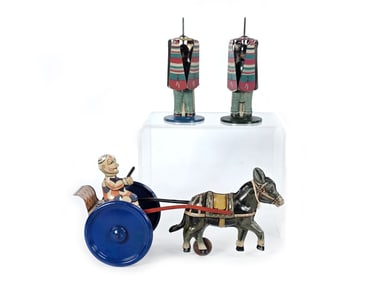 Gama Donkey Cart and Distler Figures Lot of 3