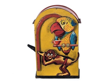 Saalheimer and Strauss Parrot and Monkey Mechanical Tin Bank