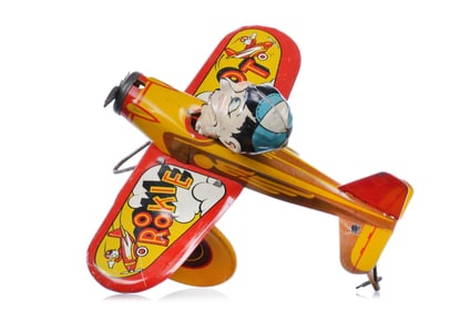 Marx Rookie Pilot Tin Litho Windup Airplane