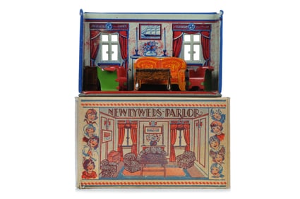 1920s Tin Litho No. 193 Marx Newlyweds Parlor Room Boxed w/Furniture