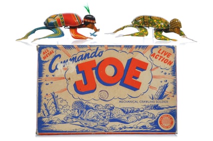 Ohio Art No. 94 Commando Joe Boxed & Crawling Indian Tin Litho Windups