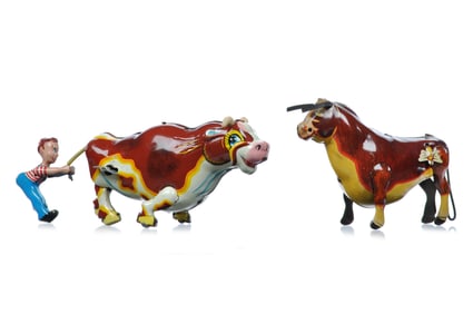 Marx Ferdinand the Bull & Mikuni Bull Tin Litho Windup Toys