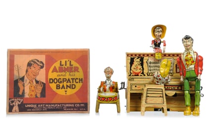Unique Art Tin Lil' Abner and his Dogpatch Band Tin Windup Boxed