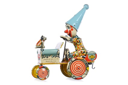 Unique Art Artie the Clown/Unique Artie Tin Lithographed Windup Wacky Jeep