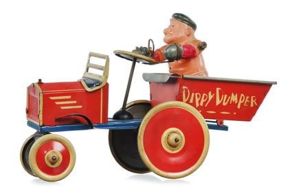 Marx Dippy Dumper Popeye Bluto Celluloid and Tin Windup Truck