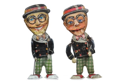 (2) 1940s Marx Harold Lloyd Funny Faces Tin Windup Walker