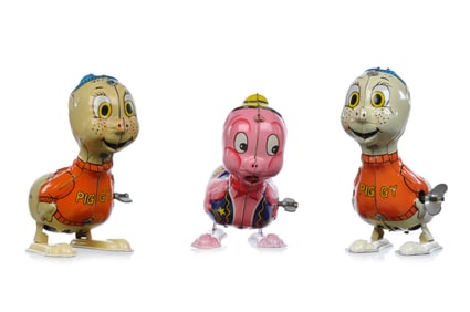 (3) Linemar and Marx Patty Pig Tin Windups
