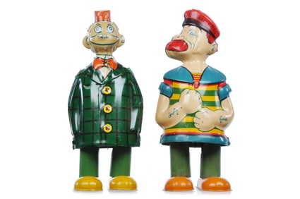 Chein Happy Hooligan & Barnacle Bill Tin Windup Walkers