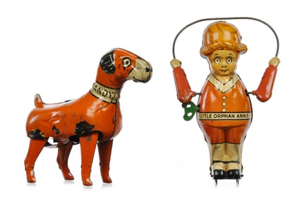 1930s Marx Little Orphan Annie & Sandy Tin Windup Toys