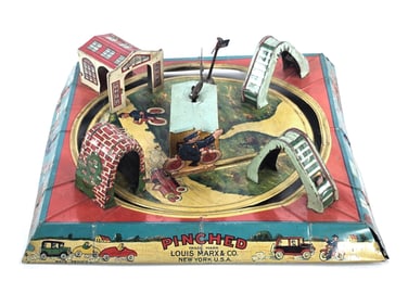 Marx Pinched Motorcycle Cop Tin Litho Windup Traffic Scene