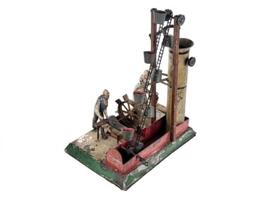 Unusual German Water Mill Tin Toy Circa 1900
