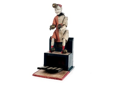 Fantastic Victor Bonnet or VeBe Clown with Bells on Pedestal
