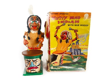 1960s Marx Nutty Mad Indian Batt. Op. w/Box