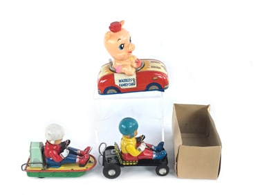 Kuwaii Lot of 3 Cute Tin Vehicle Toys, Japan
