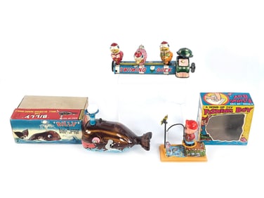 Cute Whale, Duck, and Fish Japanese Windup Toy Lot of 3