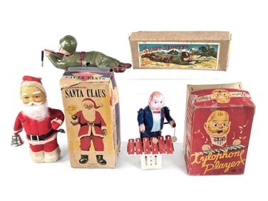Windup Santa, Xylophone, and Sharp Shooter Lot of 3