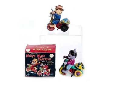 Nutty Mad Tricycle and Cowboy Trike Toys, Marx