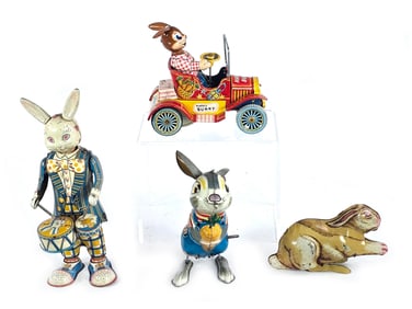 Rabbit Lot of 5 Tin Toys