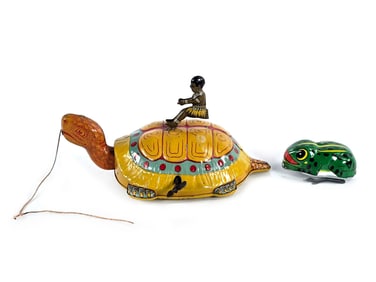 Yellow J. Chein Tin Turtle and Native with Frog