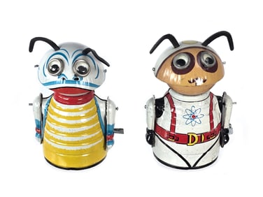 2 Marx Moon Creature Space Bug Tin Windup Toys