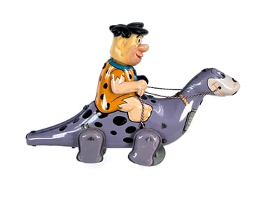 1962 Marx/Linemar Flintstone Pals on Dino Fred Flintstone Tin Windup