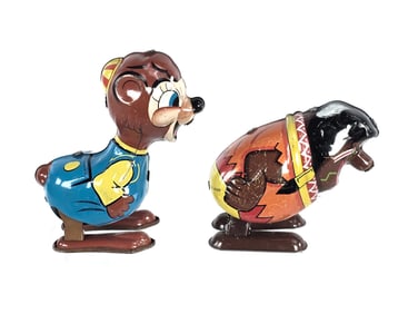Marx Chipmunk and Indian Chief Tin Windup Hoppers