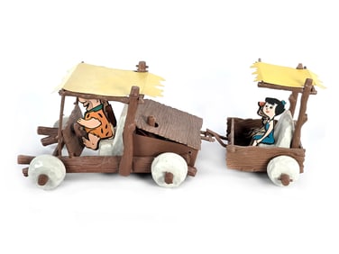 1961 Batt. Op. Remco Flintstones Motorized Sports Car & Trailer
