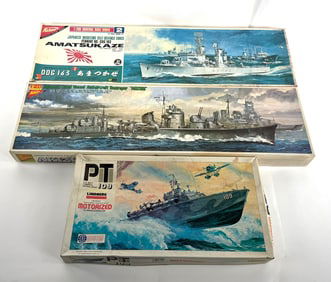 3 Model Warships Jap. Maritime Self-Def. Force & Naval Destroyer Akizuki/US Navy Torpedo Patrol Boat