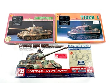 3 RC Model Tank Kits Nichimo JAGDTIGER Tank/Nichimo Tiger I Tank/Tamiya German King Tank