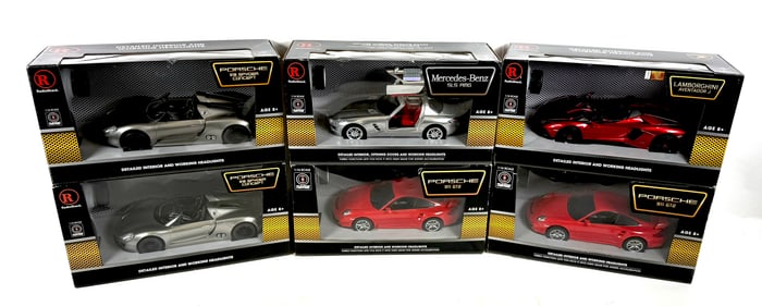 6 RadioShack RC (4) Porsche Spyder 918 & 911 GT2/Merc. Benz SLS AMG/Lamborghini Aventador J