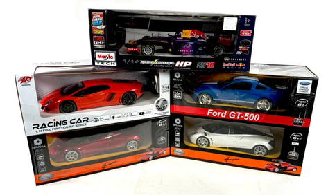 5 Mixed RC Vehicles Red Bull Infinity RB 10/Ford GT-500/Lamborghini, (2) Huayra