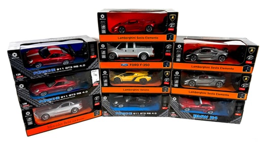 10 Braha R/C 1:24 Mixed Vehicles (4) Lamborghini/(3) Porsche/Ford/Mercedes Benz/BMW Z4