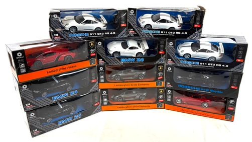 11 Braha R/C 1:24 Cars (3) Porsche/(2) Lamborghini/(3) BMW Z4, Lamborghini/Porsche/Mercedes Benz