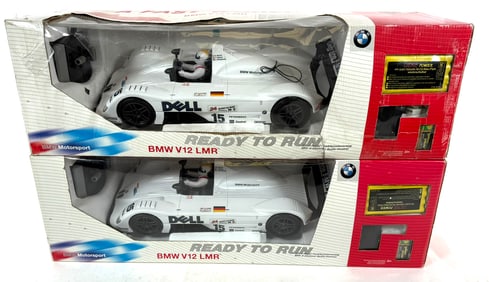 2 RCled Race Cars, (2) White BMW V12 LMR